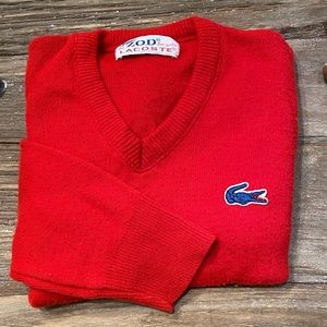 Vintage Izod Lacoste for girls Kid’s‎ Unisex Red V-Neck Pullover Sweater